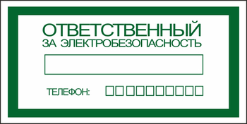 S25 ответственный за электробезопасность (пленка, 200х100 мм) - Знаки безопасности - Вспомогательные таблички - Магазин охраны труда и техники безопасности stroiplakat.ru